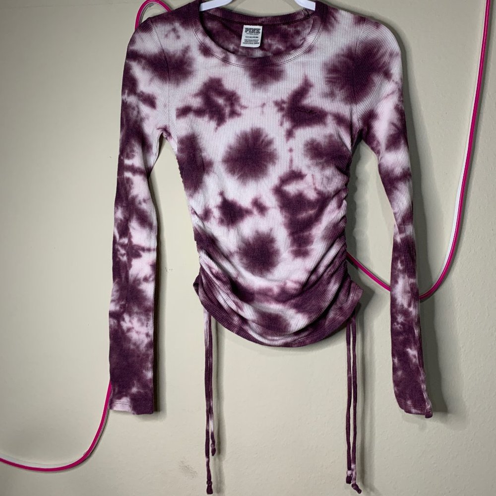 Victorias Secret PINK tie-Dye long sleeve purple top size SMALL
